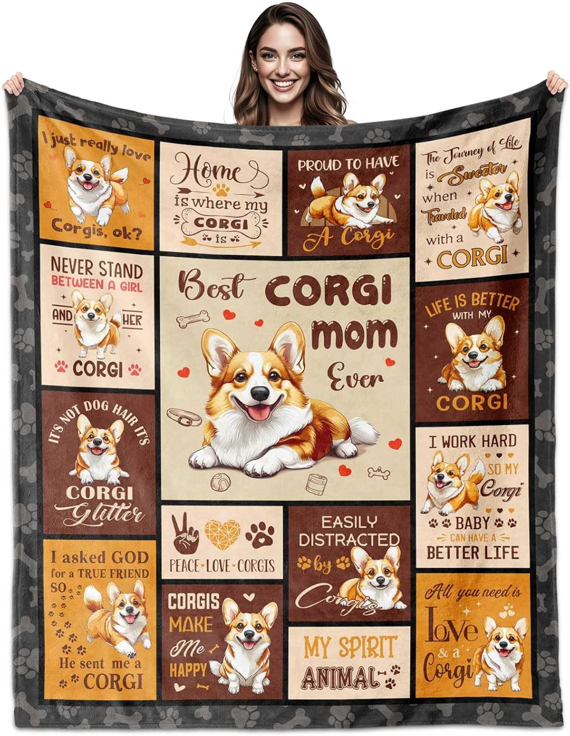 Corgi Gifts for Women, Corgis Mom Throw Blanket 60'' X 50" Corgis Dog Decor for Corgi Lovers Gifts