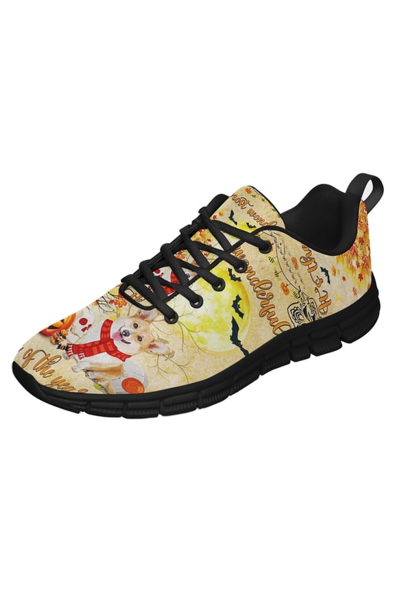 Corgi Halloween Running Shoes Sneakers Mesh Black Size 4.5