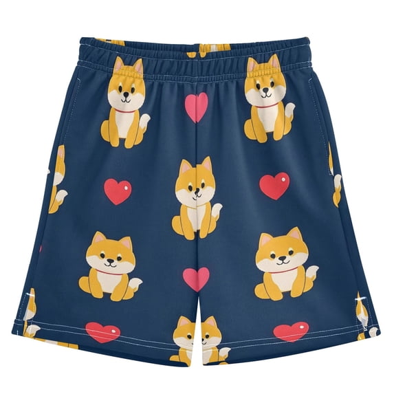 Corgi Heart Pattern Athletic Shorts Breathable with Comfort Fit Drawstring Casual Sweatshorts Medium