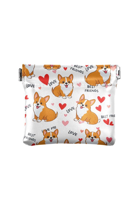 Corgi Heart Wallet Small PU Leather Change Pouch Wallet for Women