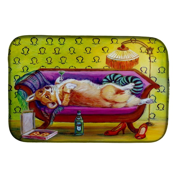 Corgi Home Alone Dish Drying Mat