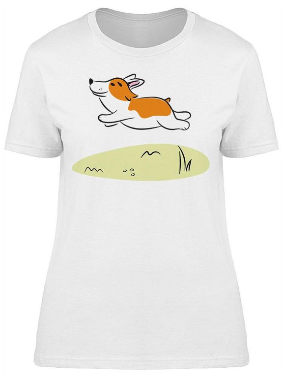 Corgi Hopping T-Shirt Women -Image by Shutterstock, Female Large