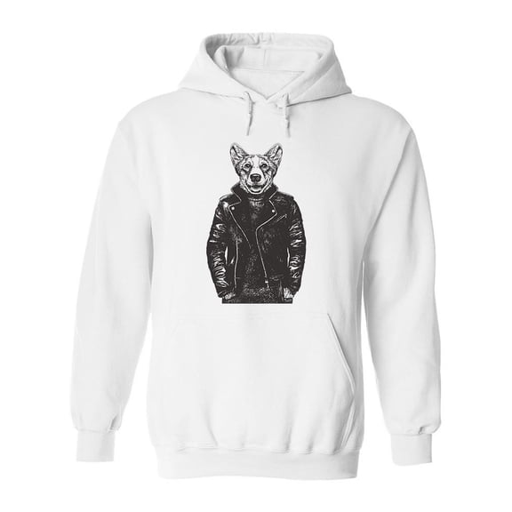 Corgi In Leather Jacket
 Hoodie Men -Image by Shutterstock, Male Small