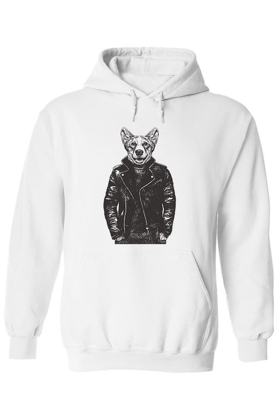 Corgi In Leather Jacket
 Hoodie Men -Image by Shutterstock, Male x-Large