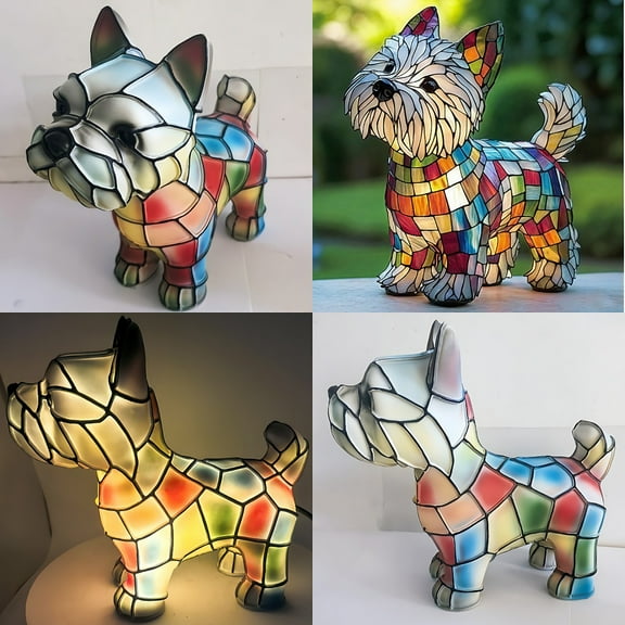 Corgi Lamp and Pug Lamp, Dog Series Art Night Light, Stained Resin French Bulldog Tabletop Night Light, Cute Pet Dogs Themed LED Table Lamps with Warm Ambient Glow, Fun Gift for Dog Lovers ,1 PCS(C)