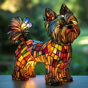 Corgi Lamp and Pug Lamp, Stained Resin French Bulldog Tabletop Night Light, Cute Pet Dog Themed LED Table Light with Warm Ambient Glow, Vintage Animal Home Decor (#A)