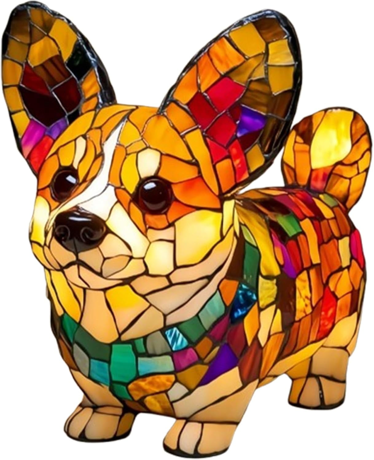 Corgi-lamp En Mopshondlamp, Tafelnachtlampje Van Gebeitst Hars Met