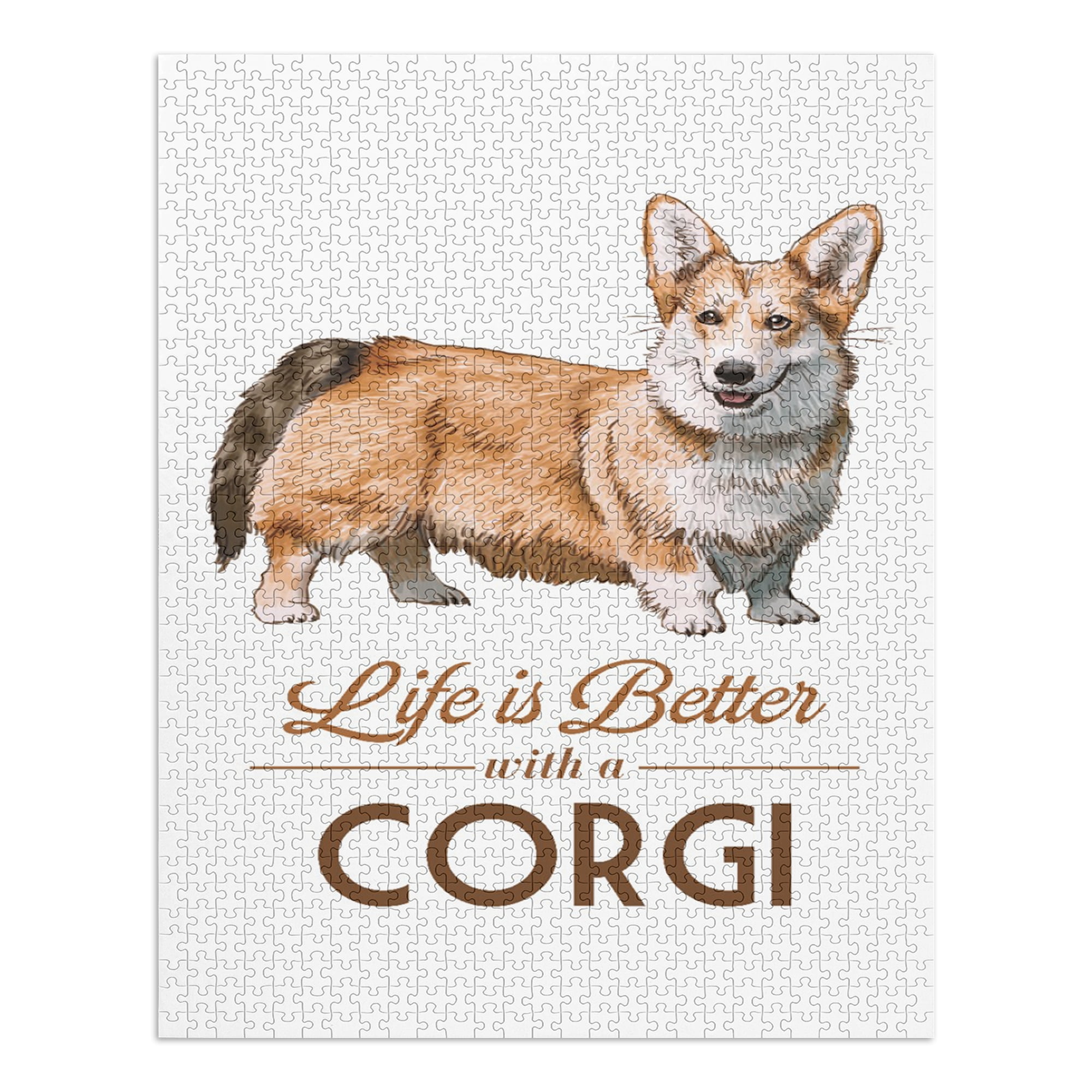Corgi, Life is Better, White Background (1000 Piece Puzzle, Size 19x27,  Challenging Jigsaw Puzzle for Adults and Family, Made in USA)