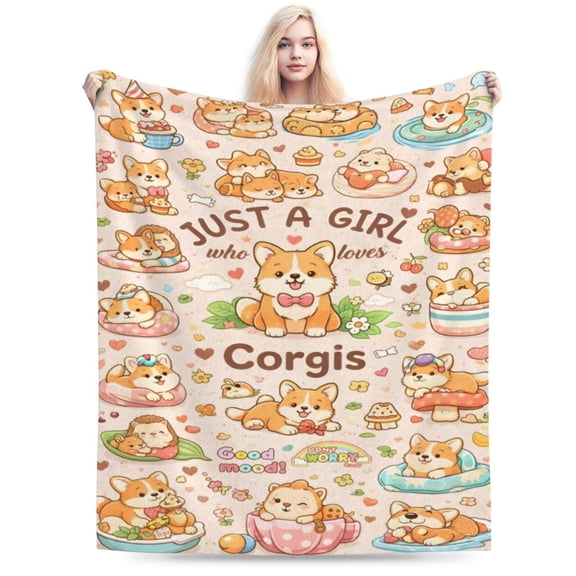 Corgi Lover Blanket Gift Throw Blanket Cute Corgi Pattern Blanket Cozy Soft Home Decor Gift for Corgi Lovers and Dog Moms 60x50