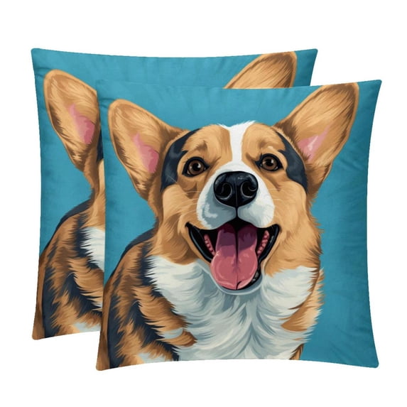 Corgi Luxurious Velvet Throw Pillow Covers Set of 2 - Unique Patterns, 16x16/18x18/20x20 Inches,for Home Decor, Sofa, Bed - Pillow Inserts Included