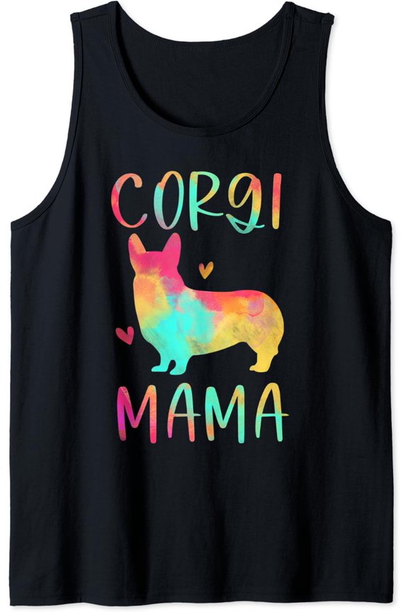 Corgi Mama Colorful Welsh Corgi Gifts Dog Mom Tank Top Size S-3XL
