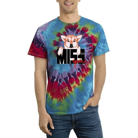 Corgi Miss You Tie Dye Spiral Men -Image by Shutterstock, Male XX-Large