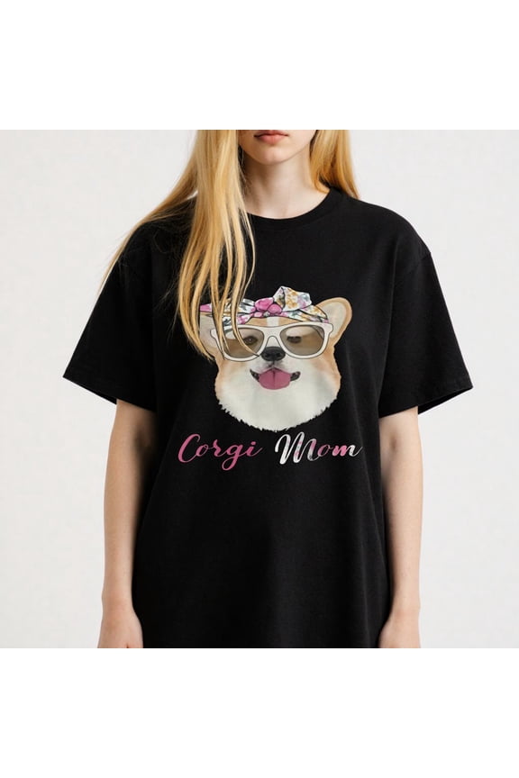 Corgi Mom Design Printing T Shirt Womens Fashion Tee