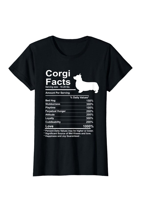 Corgi Mom Graphic T-Shirt Funny Pembroke Dog Nutrition Facts Print