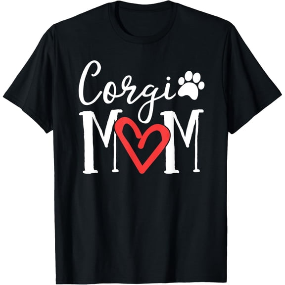 Corgi Mom Shirt Women Puppy Lover Gift Heart Love Dog Mama T-Shirt