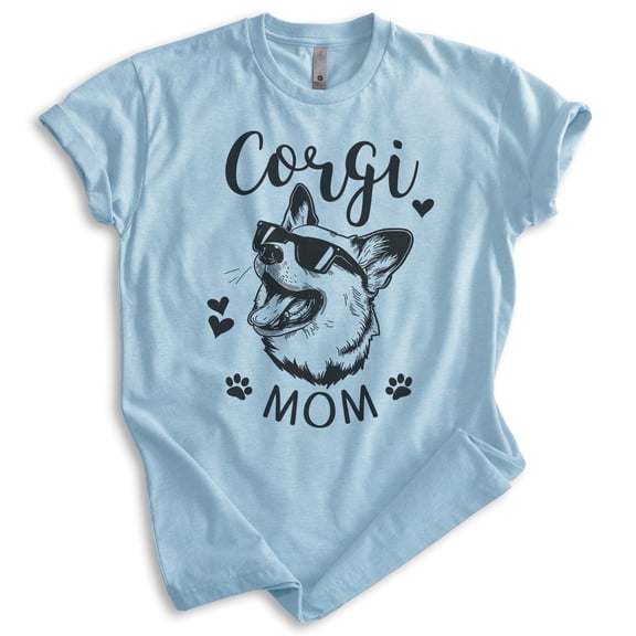 Corgi Mom T-shirt, Unisex Women's Shirt, Corgi Owner, Best Dog Mom Gift, Heather Light Blue, X-Small