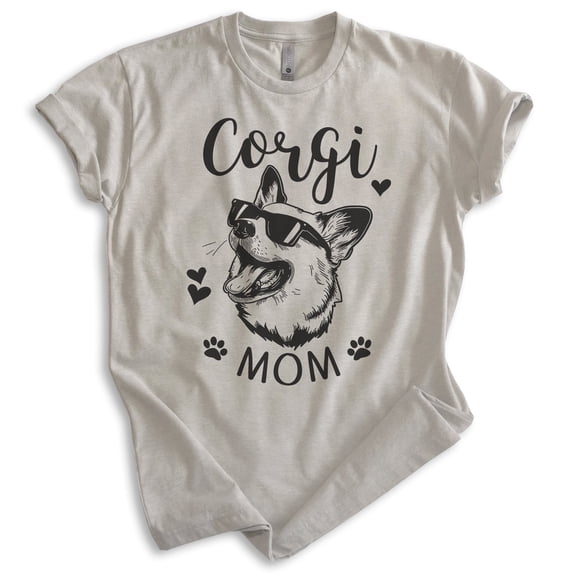 Corgi Mom T-shirt, Unisex Women's Shirt, Corgi Owner, Best Dog Mom Gift, Light Silk Gray, X-Small
