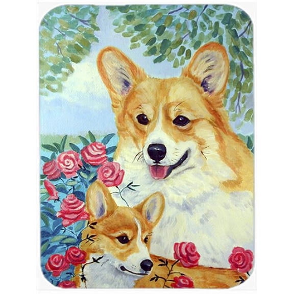 Corgi Mommas Love and Roses Glass Cutting Board - Large
