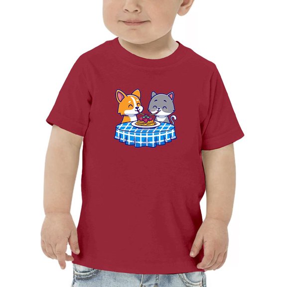 Corgi N Kitten Eating Spaguetti T-Shirt Toddler -Image by Shutterstock,  5 Toddler