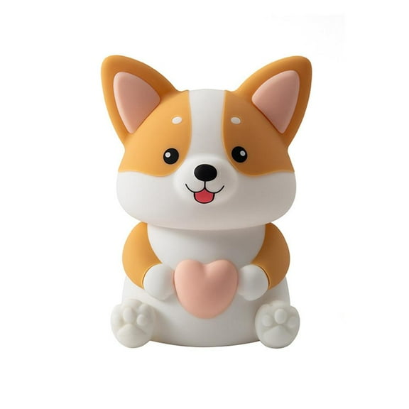 Corgi Night Light Silicone Nursery Lamp, 3 Brightness Touch Control Rechargeable Animal Desk Lamp