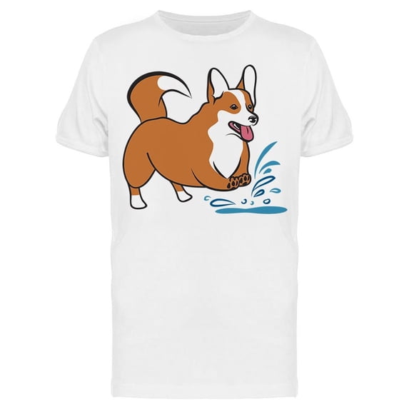Corgi On A Puddle Tee Men's -Image by Shutterstock