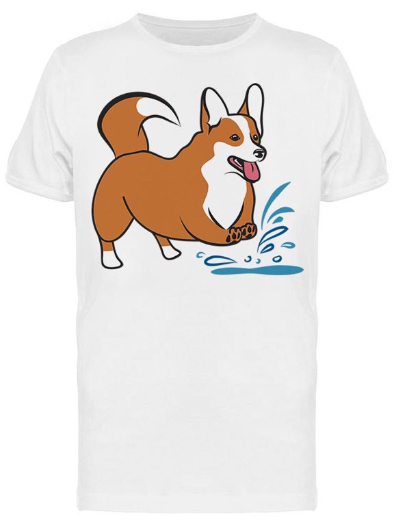 Corgi On A Puddle T-Shirt Men -Image by Shutterstock, Male x-Large
