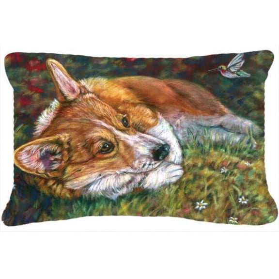 Corgi Pastel Hummingbird Fabric Decorative Pillow