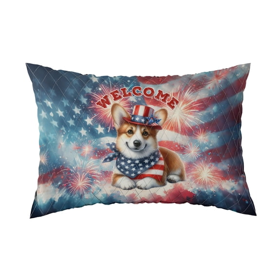 Corgi Patriotic Welcome for 4Th of July Independence Day Quilt Pillowcase Welsh Corgi Dog Lover Gifts Idea Throw Pillow Cover Bed Home Decor - 00010
