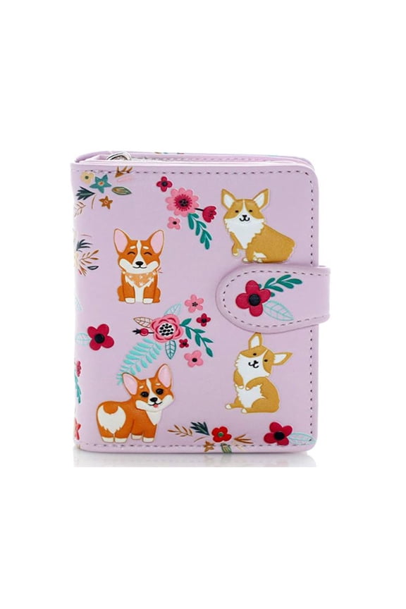 Pink Corgi Pattern Small Wallet