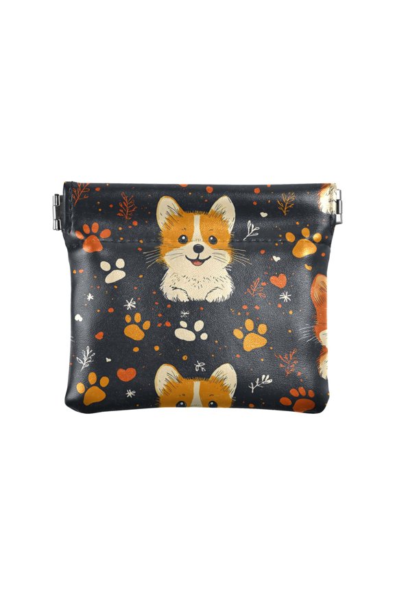 Corgi Paw Heart Wallet Small PU Leather Change Pouch Wallet for Women