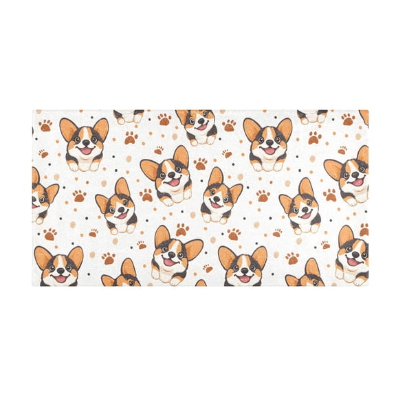 Corgi Paw Prints Pattern Bath Mat 39x20 Inch Soft Absorbent Non-Slip Plush Bathroom Rug for Floor
