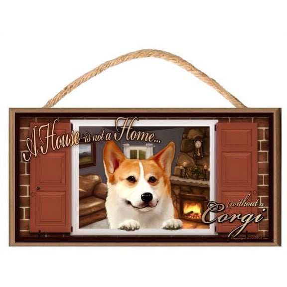 Corgi "Paws on the Windowsill" A House is Not a Home Dog Sign / Plaque featuring the art of S. Rogers