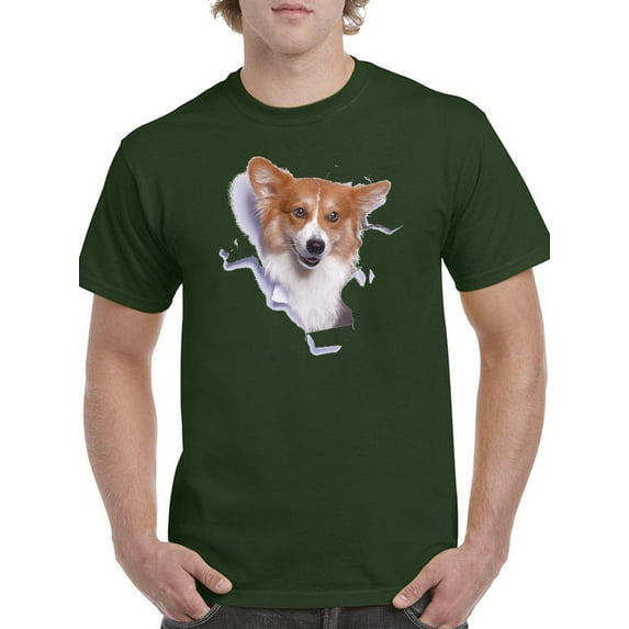 Corgi Peaking Out T-Shirt Men -Image by Shutterstock, Male 4X-Large