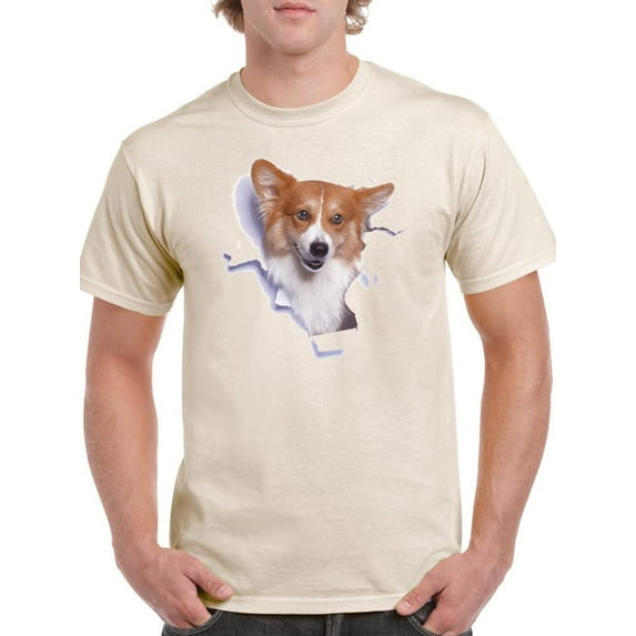 Corgi Peaking Out T-Shirt Men -Image by Shutterstock, Male 4X-Large