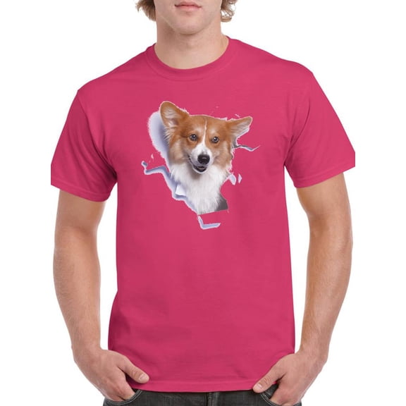 Corgi Peaking Out T-Shirt Men -Image by Shutterstock, Male Medium