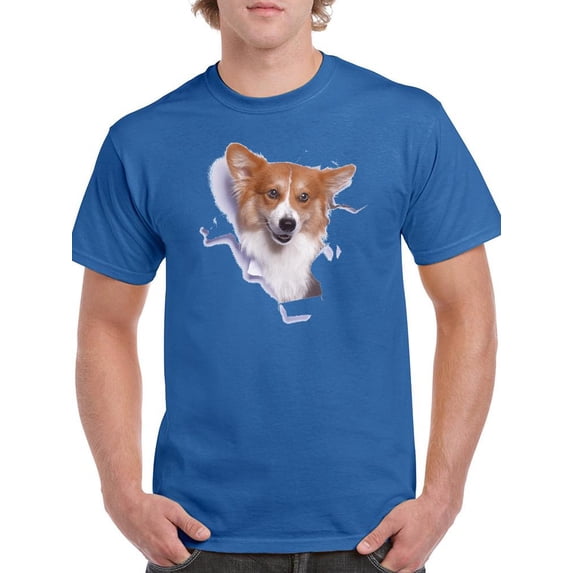 Corgi Peaking Out T-Shirt Men -Image by Shutterstock, Male XX-Large