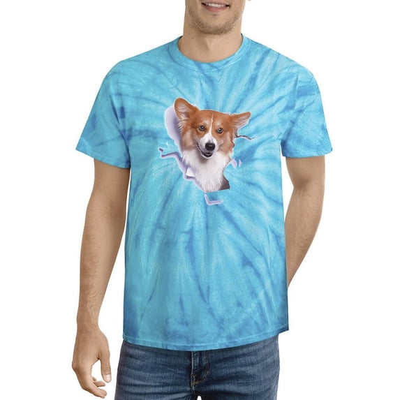 Corgi Peaking Out Tie Dye Cyclone Men -Image by Shutterstock, Male XX-Large