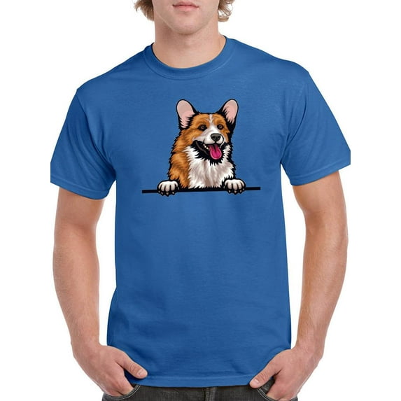 Corgi Peeking Out T-Shirt Men -Image by Shutterstock, Male Large