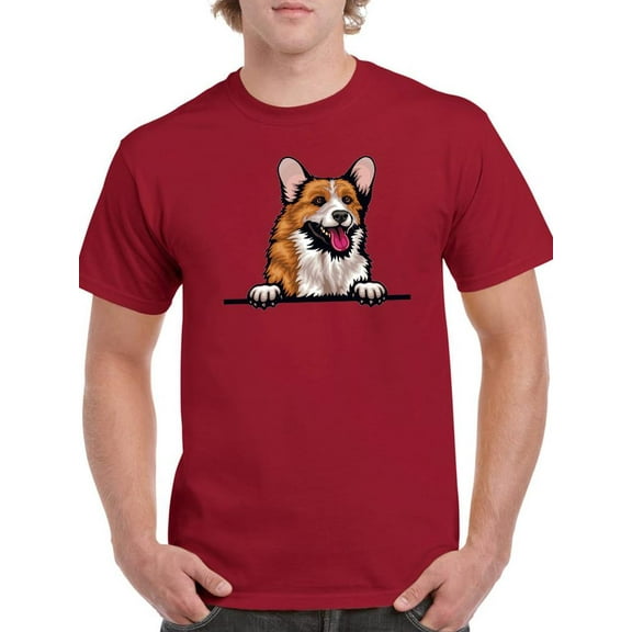 Corgi Peeking Out T-Shirt Men -Image by Shutterstock, Male Large