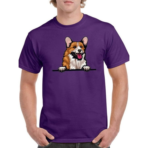 Corgi Peeking Out T-Shirt Men -Image by Shutterstock, Male Medium