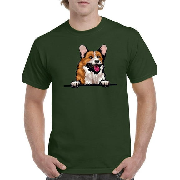 Corgi Peeking Out T-Shirt Men -Image by Shutterstock, Male Small