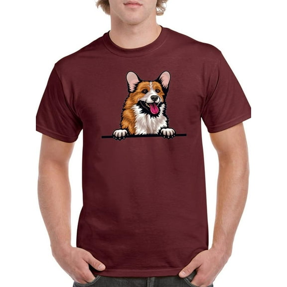 Corgi Peeking Out T-Shirt Men -Image by Shutterstock, Male Small