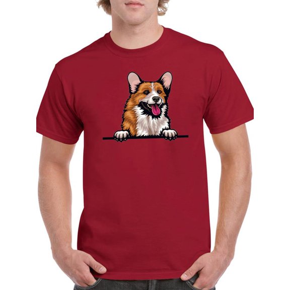 Corgi Peeking Out T-Shirt Men -Image by Shutterstock, Male x-Large