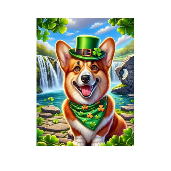 Corgi Pembroke Red - Best of Breed DCR Saint Patricks Day House Flag 28" x 40"