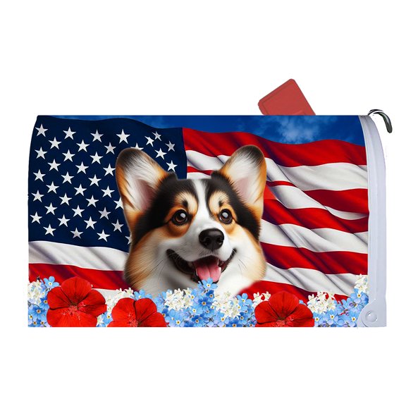 Corgi Pembroke Welsh Open Tri - Best of Breed Patriotic Dog Breed Mail Box Cover