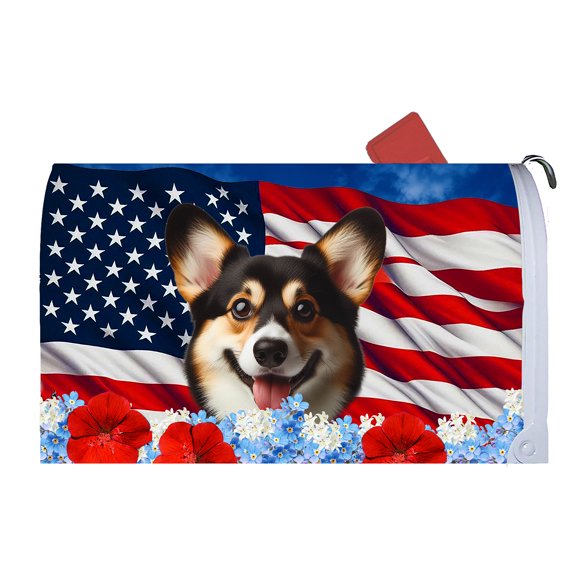 Corgi Pembroke Welsh Tri - Best of Breed Patriotic Dog Breed Mail Box Cover