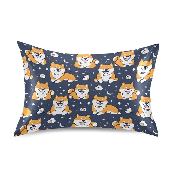 Corgi Pillowcase King Size 40''x20'' Satin Double-Sided Print Soft Wrinkle Resistant