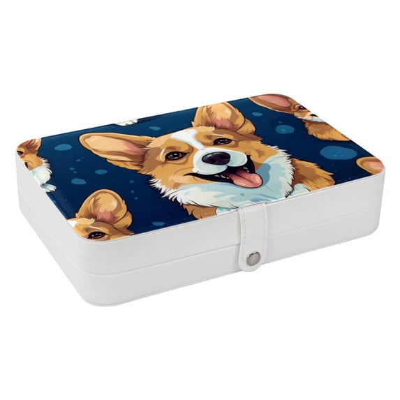 Corgi Portable PU Leather Jewelry Box with Removable Compartment, Bracelet Holder, and Jewelry Display