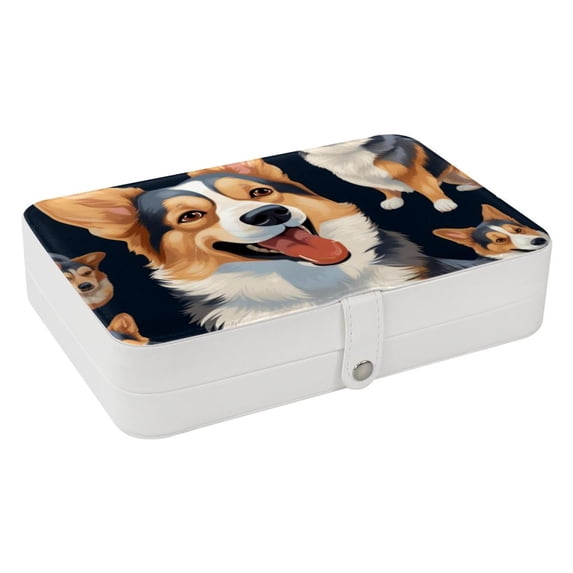 Corgi Portable PU Leather Jewelry Organizer Display Case with Removable Compartment, Earring Holder, and Jewelry Stand