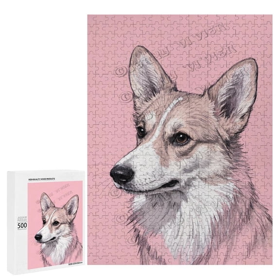 Corgi Portrait Puzzle 500 Pieces | Relaxing & Challenging Puzzle for Dog Lovers & Dog Owners | Corgi Themed Puzzle | 21" x 15"